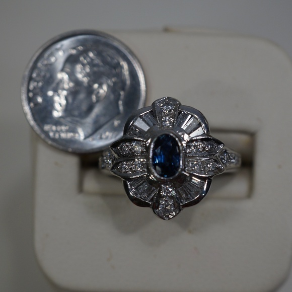 14KW Gold Genuine Sapphire & Diamond Ring - Picture 7 of 7